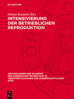 cover image of Intensivierung der betrieblichen Reproduktion
